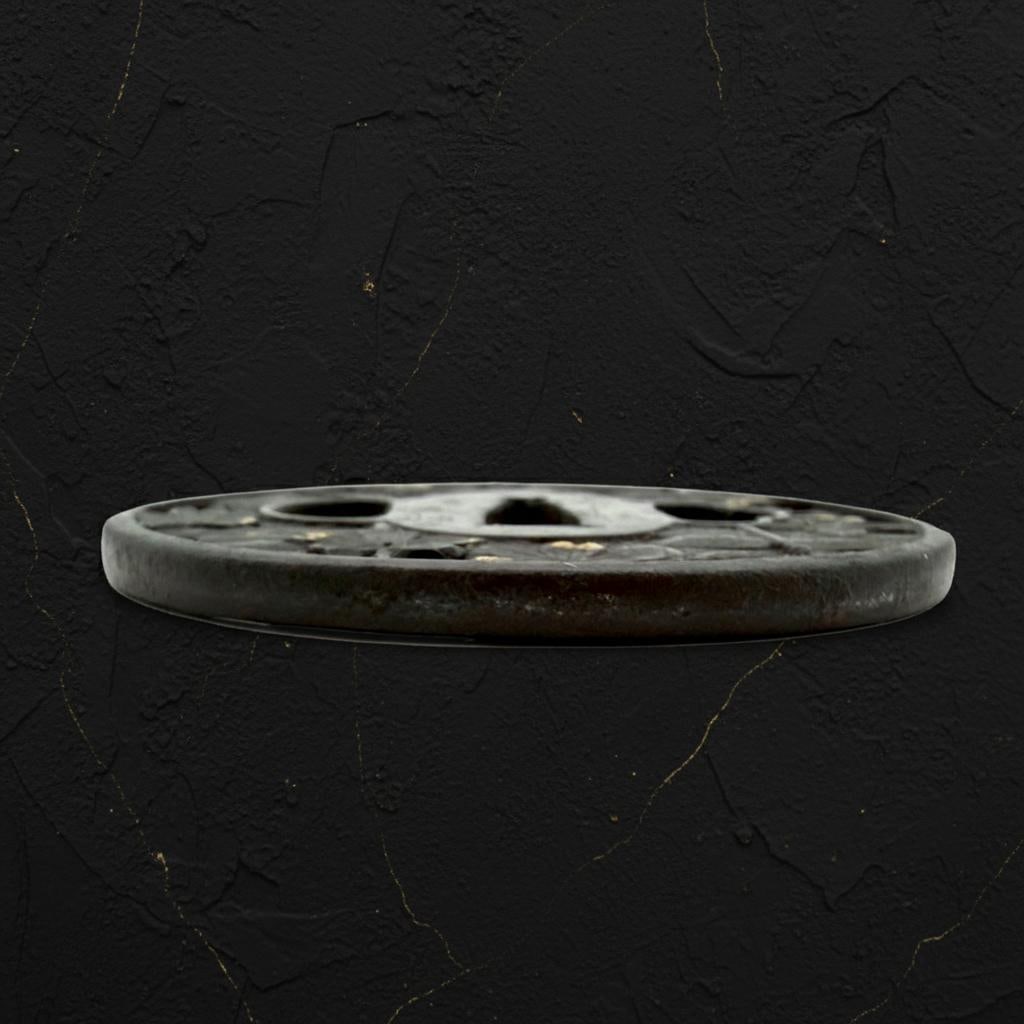 Masatsune Signed Iron Tsuba, Edo Period Samurai Sword Guard, Hanaikada Sukashi - 8