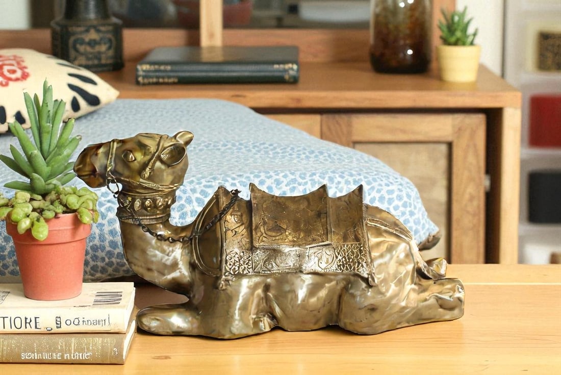Metal Camel Lying Statue, Desert Majesty for Your Decor 24" x 9" x 13"H - 3