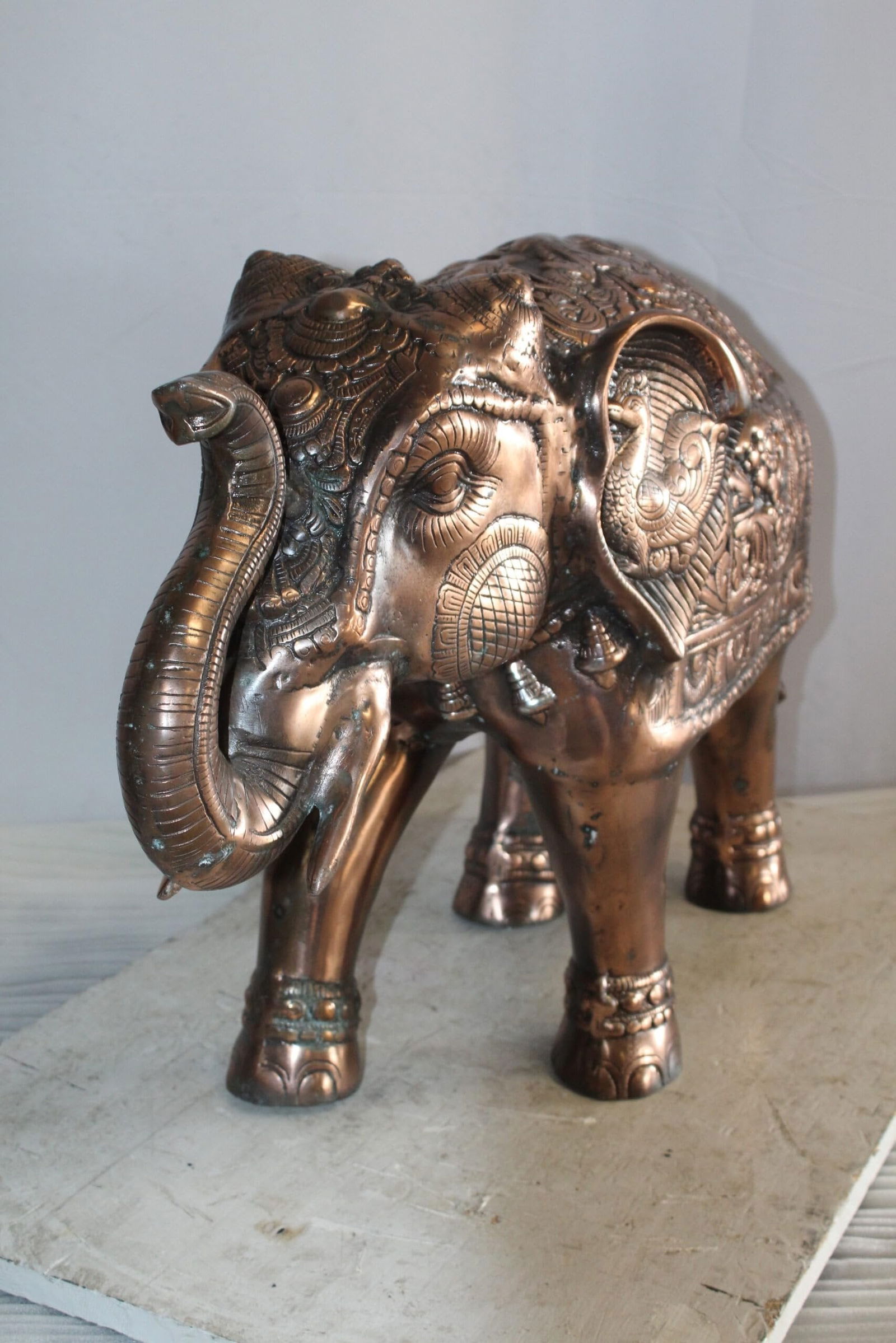 Aluminum Elephant Statue with Antique Design In Bronze Finish 28" x 13" x 19"H - 10