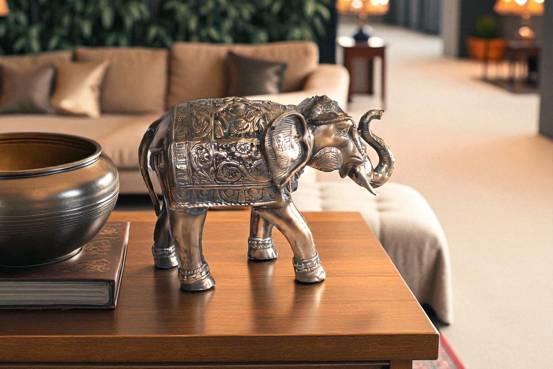 Aluminum Elephant Statue with Antique Design In Bronze Finish 28" x 13" x 19"H - 3
