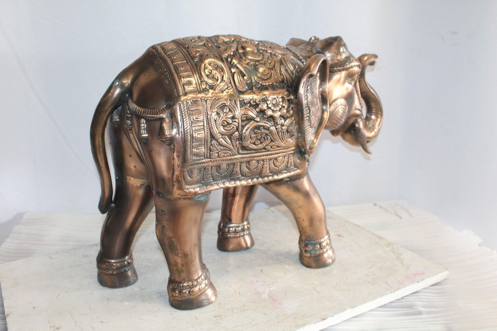 Aluminum Elephant Statue with Antique Design In Bronze Finish 28" x 13" x 19"H - 4