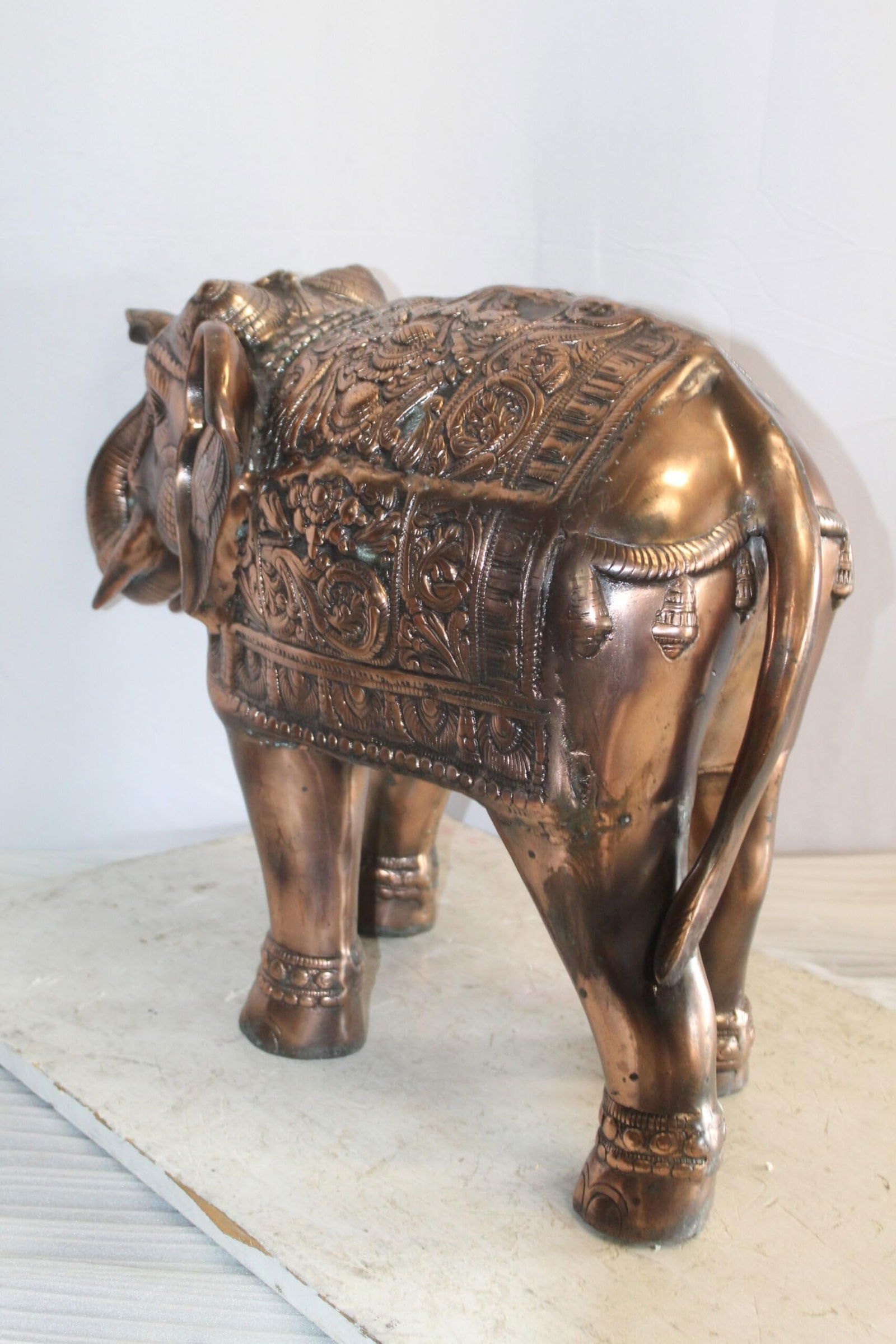 Aluminum Elephant Statue with Antique Design In Bronze Finish 28" x 13" x 19"H - 6
