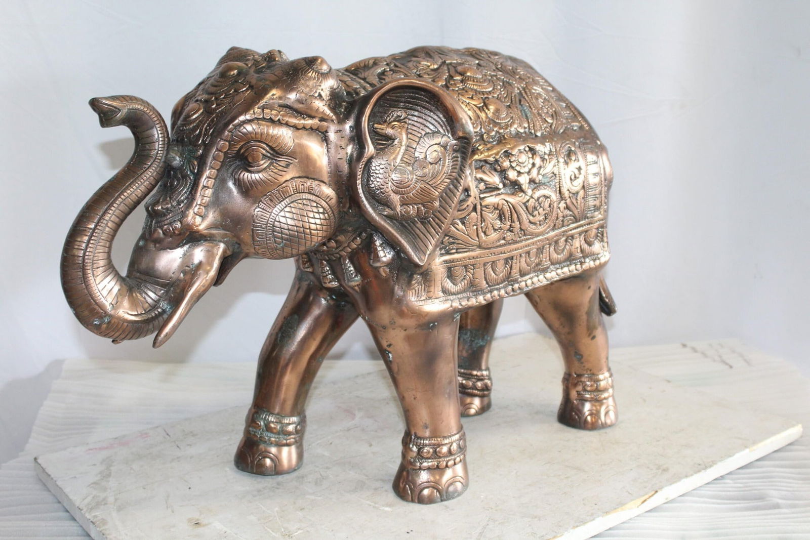 Aluminum Elephant Statue with Antique Design In Bronze Finish 28" x 13" x 19"H - 9