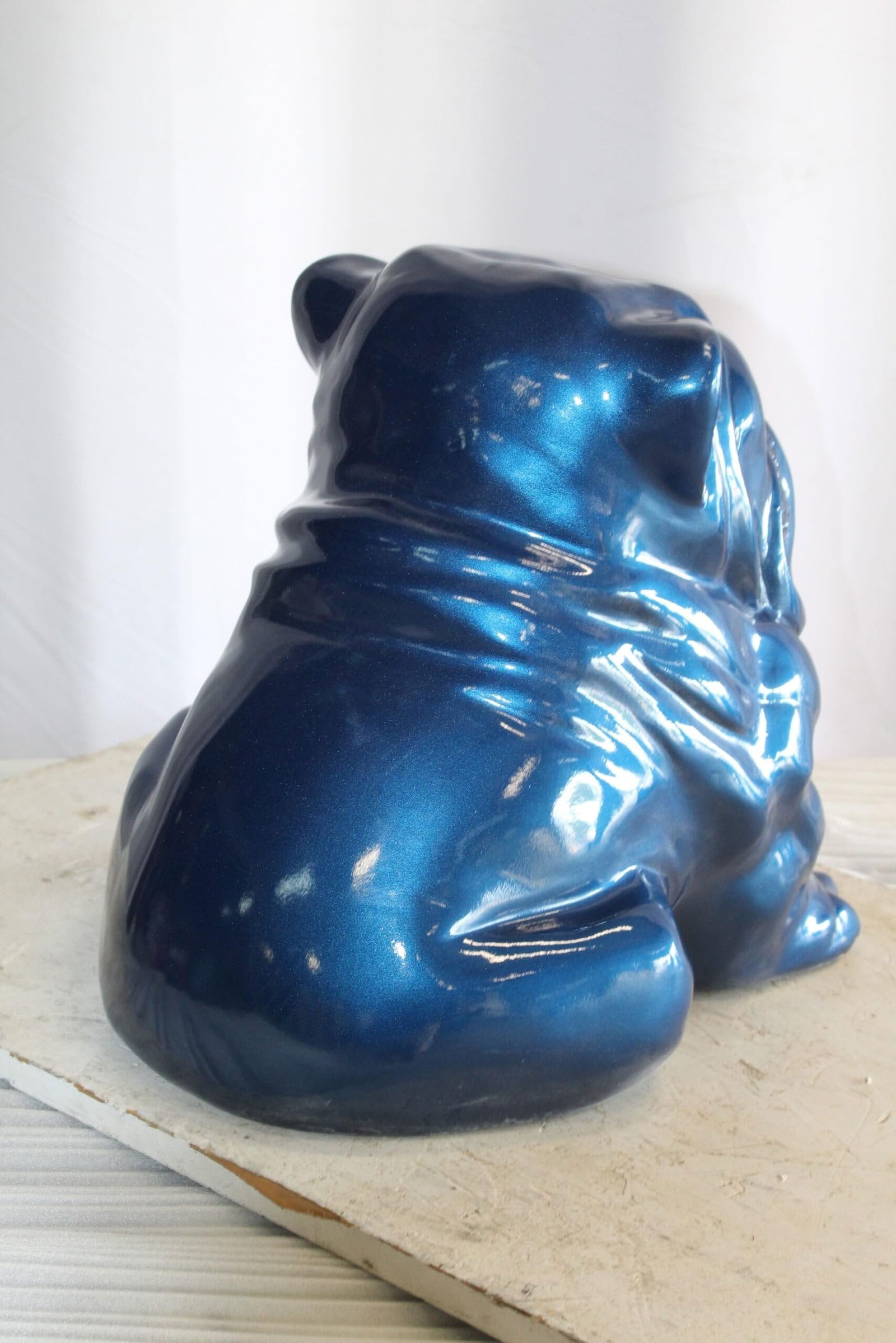 A Charming Blue Resin Bulldog, Perfect for Dog Lovers 19" x 15" x 16"H - 10