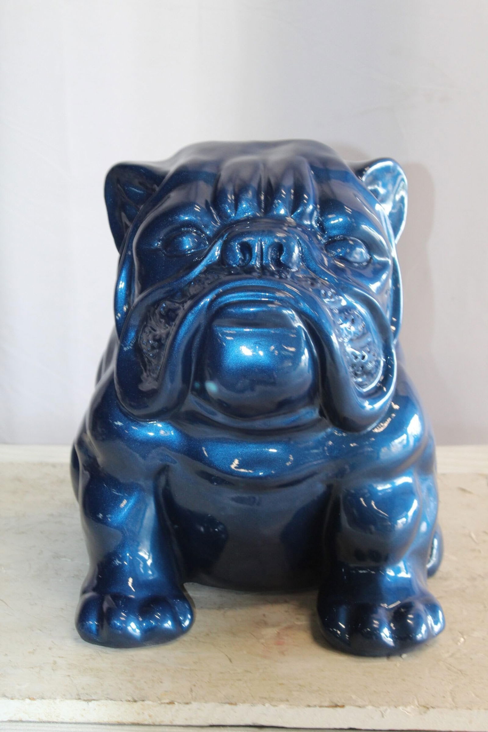 A Charming Blue Resin Bulldog, Perfect for Dog Lovers 19" x 15" x 16"H - 4