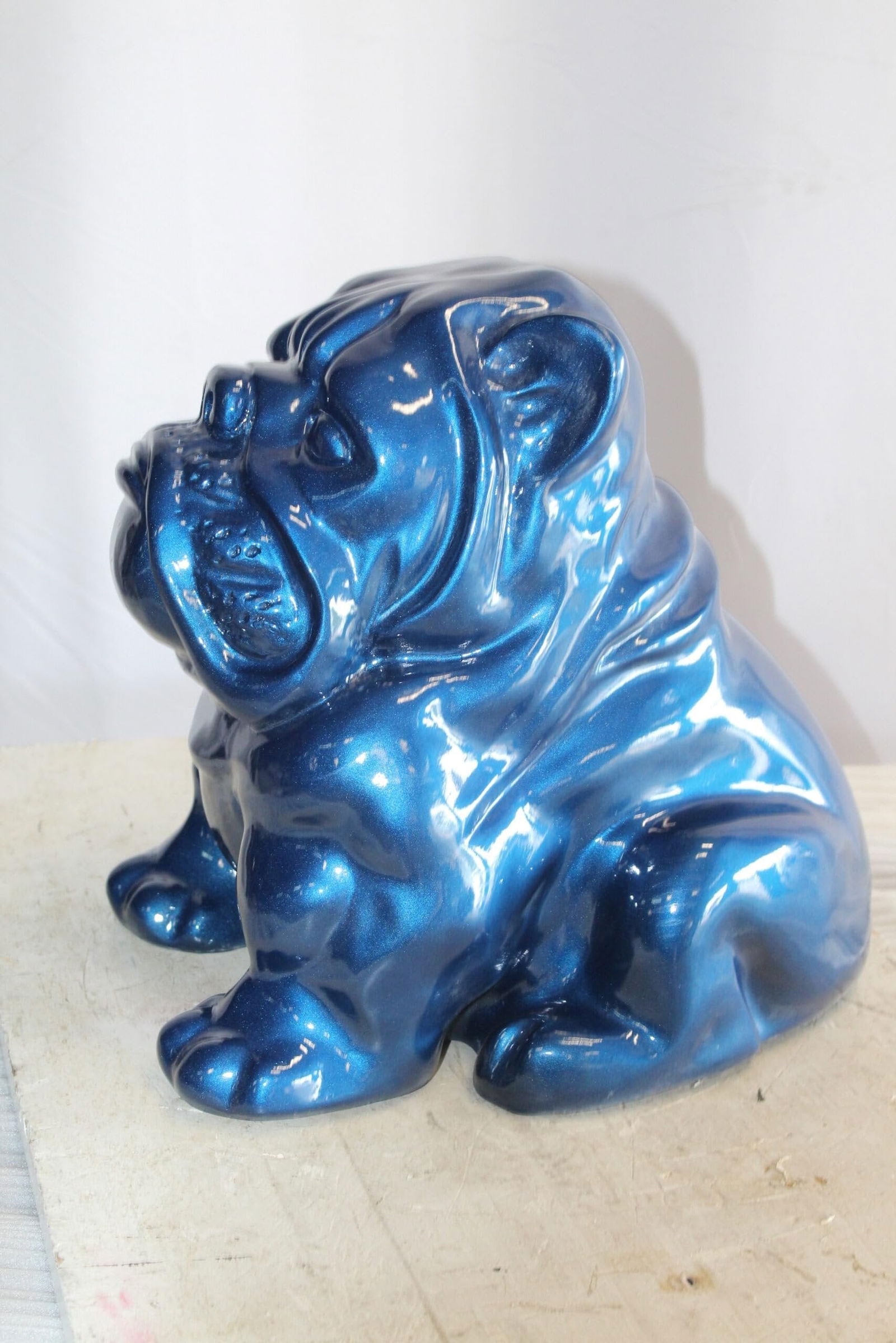 A Charming Blue Resin Bulldog, Perfect for Dog Lovers 19" x 15" x 16"H - 5