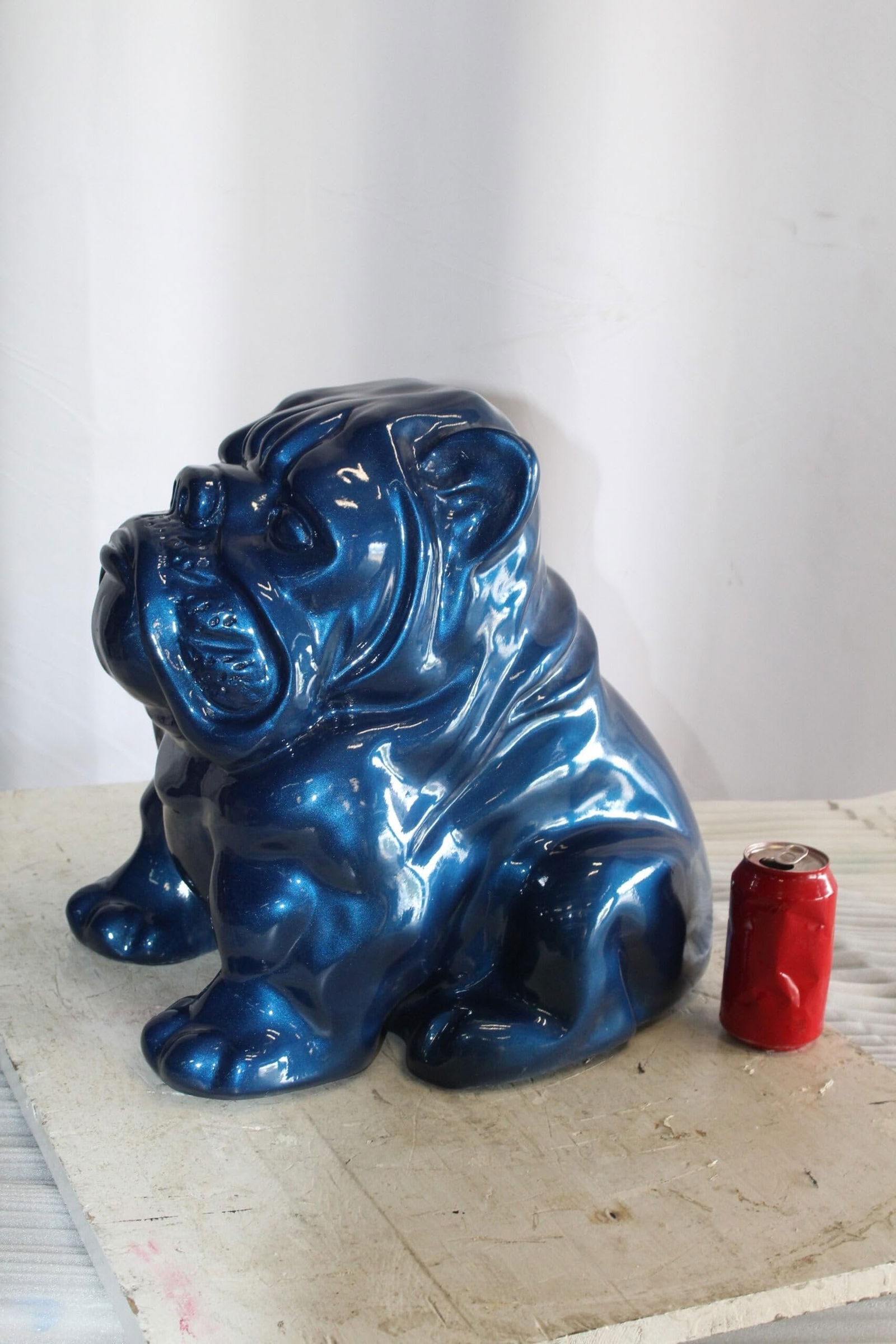 A Charming Blue Resin Bulldog, Perfect for Dog Lovers 19" x 15" x 16"H - 6