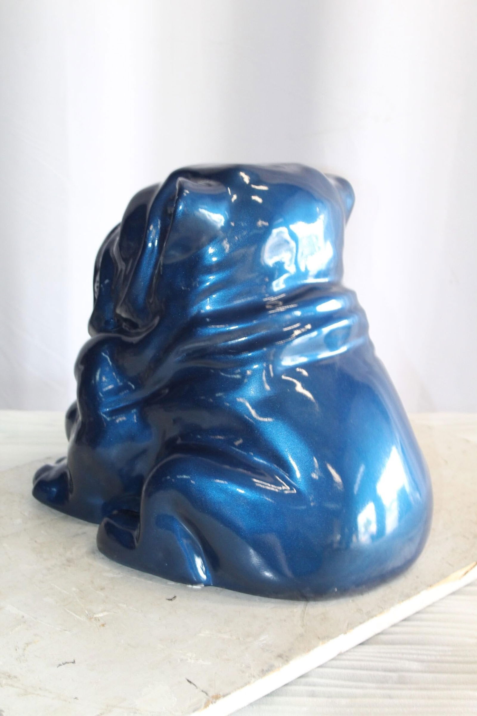 A Charming Blue Resin Bulldog, Perfect for Dog Lovers 19" x 15" x 16"H - 8