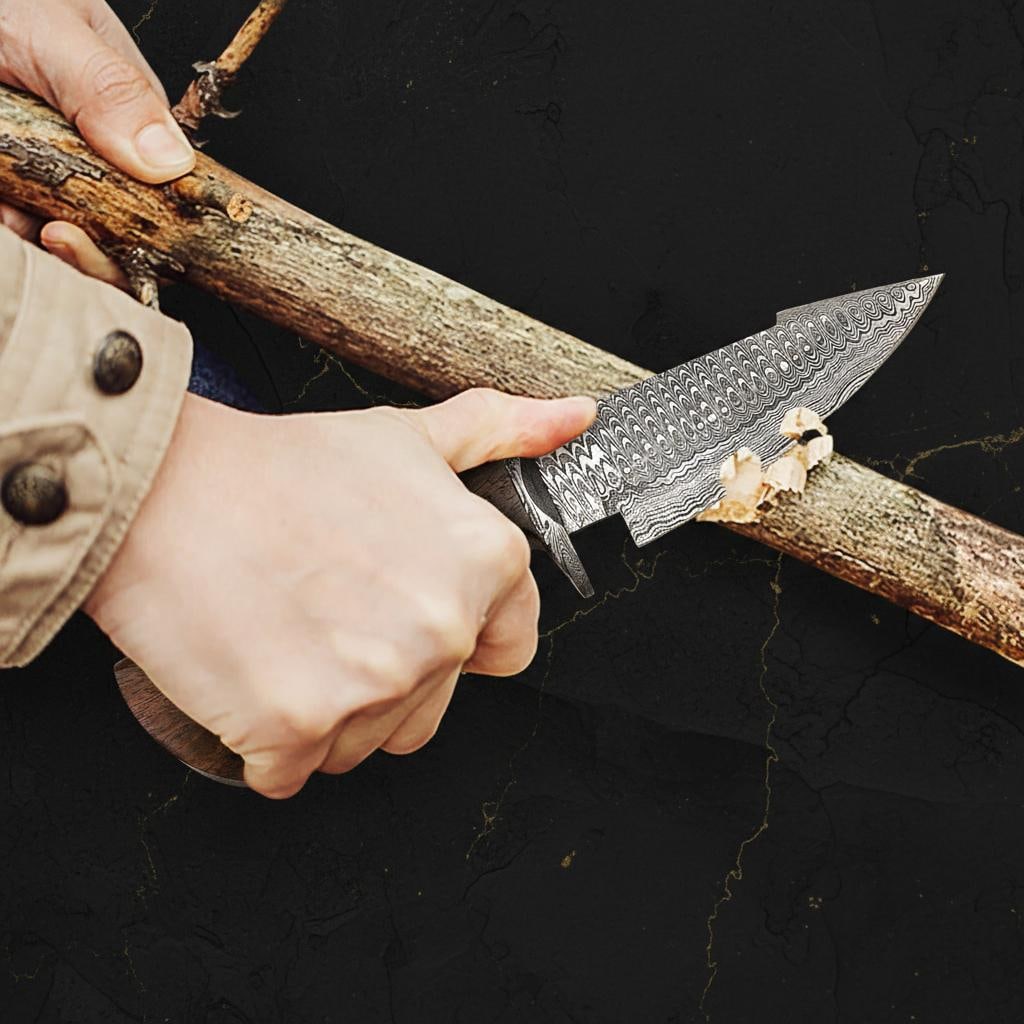 Custom Forged Bowie Knife 10" Twisted Damascus Steel Blade Rose Wood Handle Sheath - 6