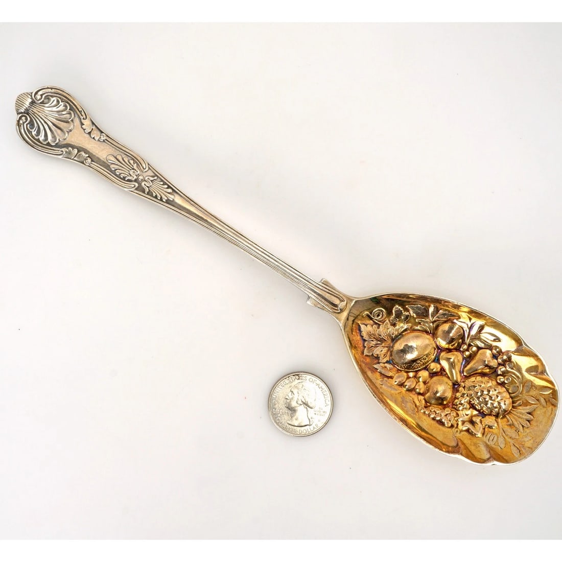1930s English Silver Plate Berry Serving Spoon - 2