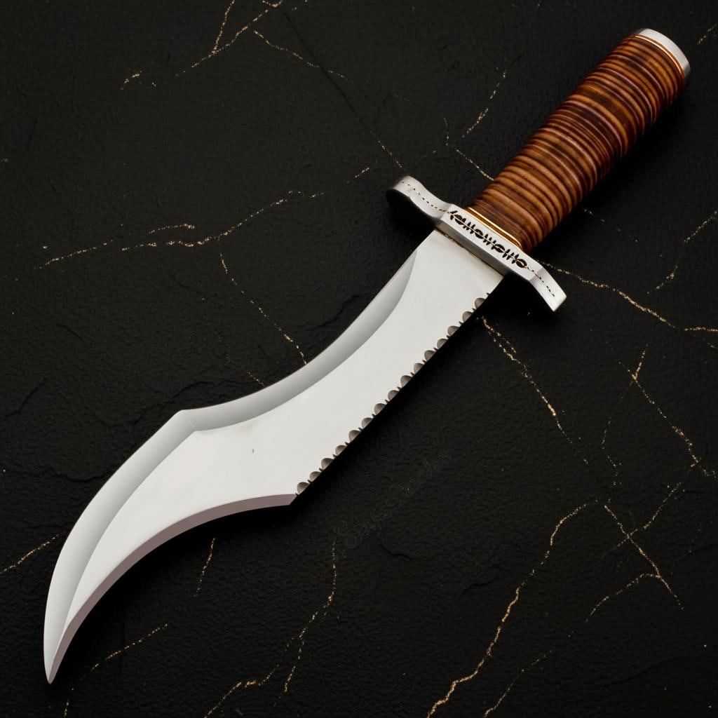 Handmade D2 Steel Bowie Knife 15.5" - Custom Hunting & Survival w/ Leather Sheath - 3