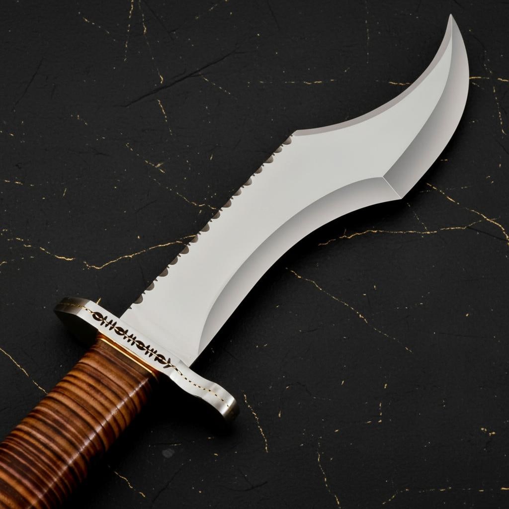 Handmade D2 Steel Bowie Knife 15.5" - Custom Hunting & Survival w/ Leather Sheath - 4