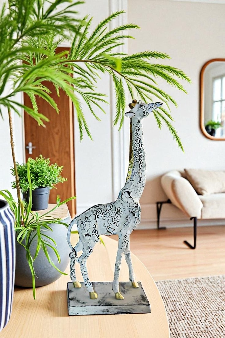 Aluminum Giraffe Sculpture Graceful Elegance in Tall Form 8" x 4" x 18"H - 3