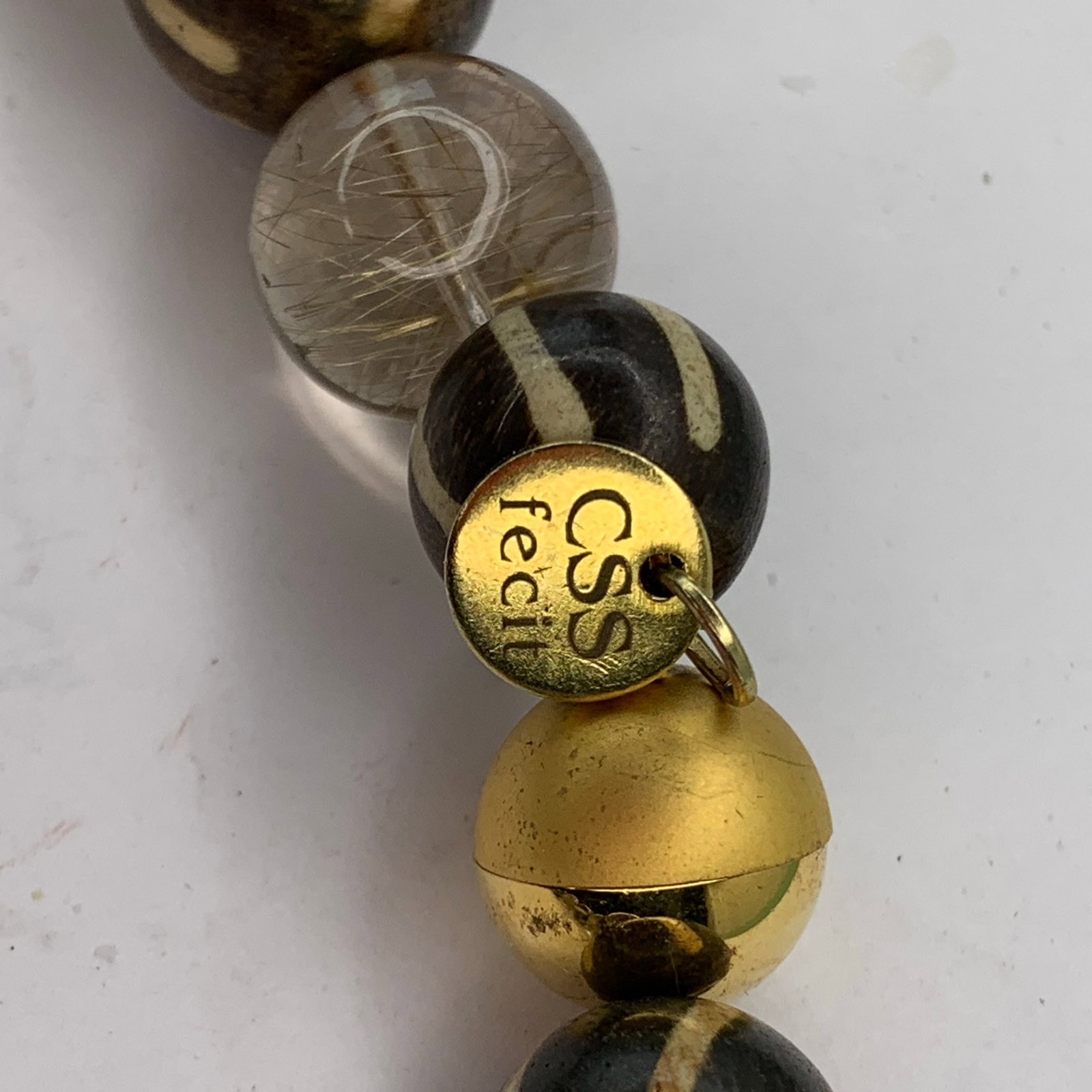 Rutile Quartz, African Batik Bead Necklace - 3