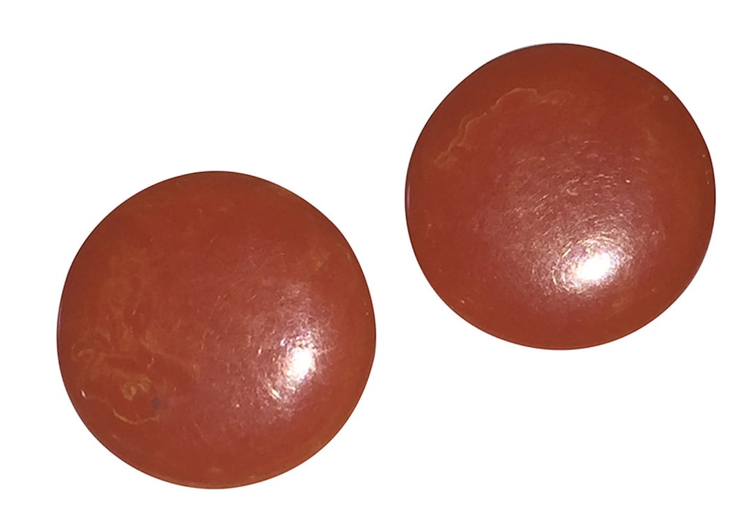Orange Swirl Round Bakelite Clip On Earrings - 3