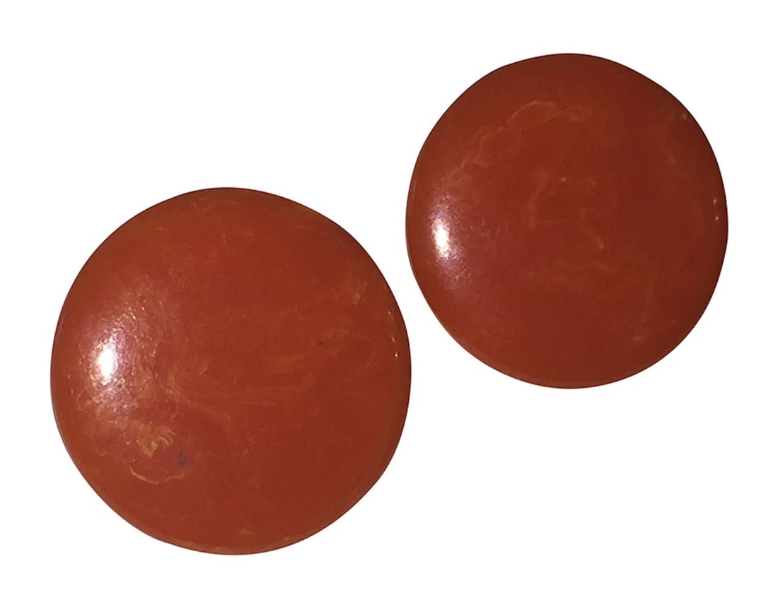 Orange Swirl Round Bakelite Clip On Earrings - 4
