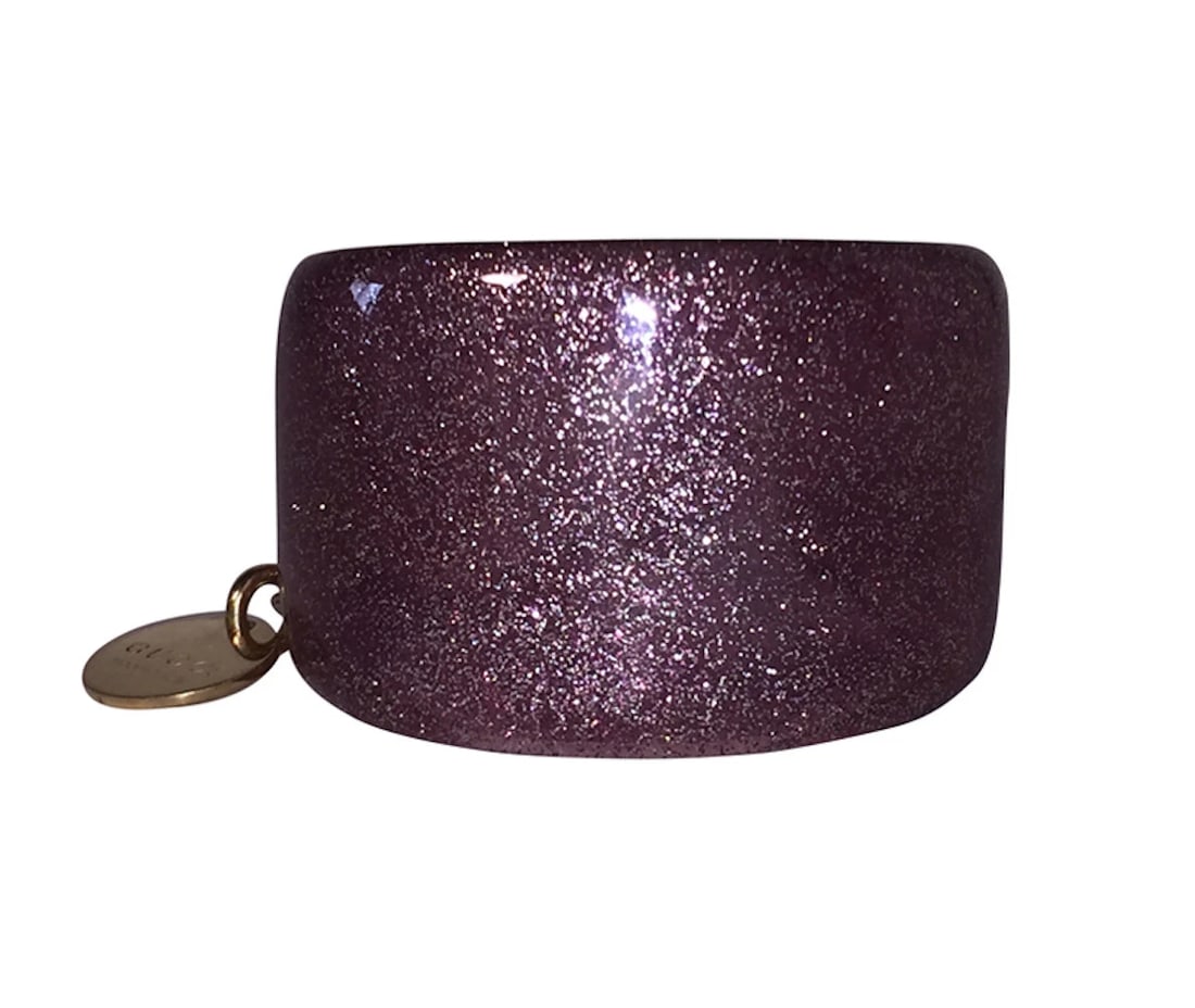 Gucci Glittered Pink Lucite Cuff Bracelet - 2