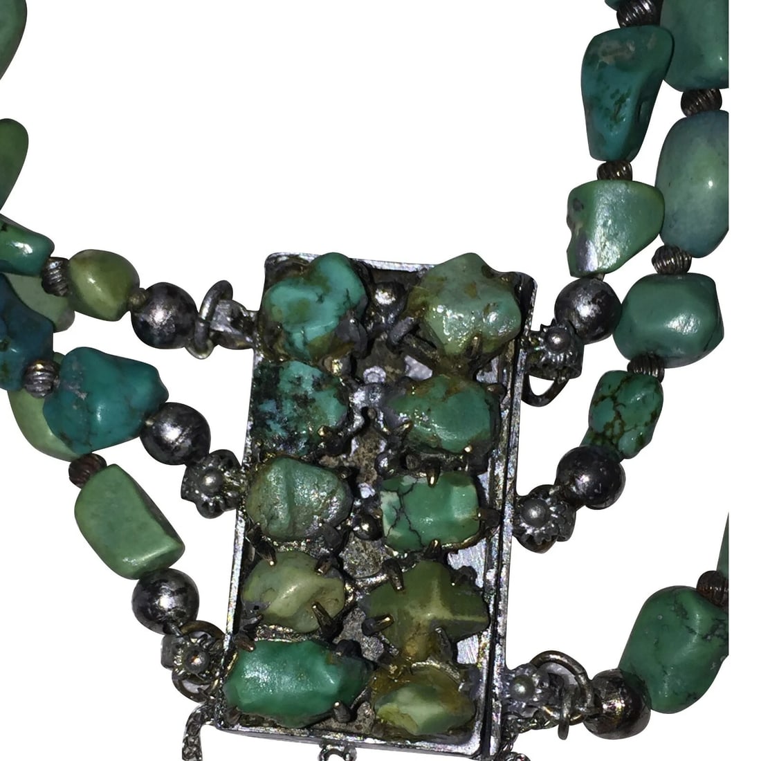 Chinese Art Deco Turquoise Necklace & Bracelet Set - 9