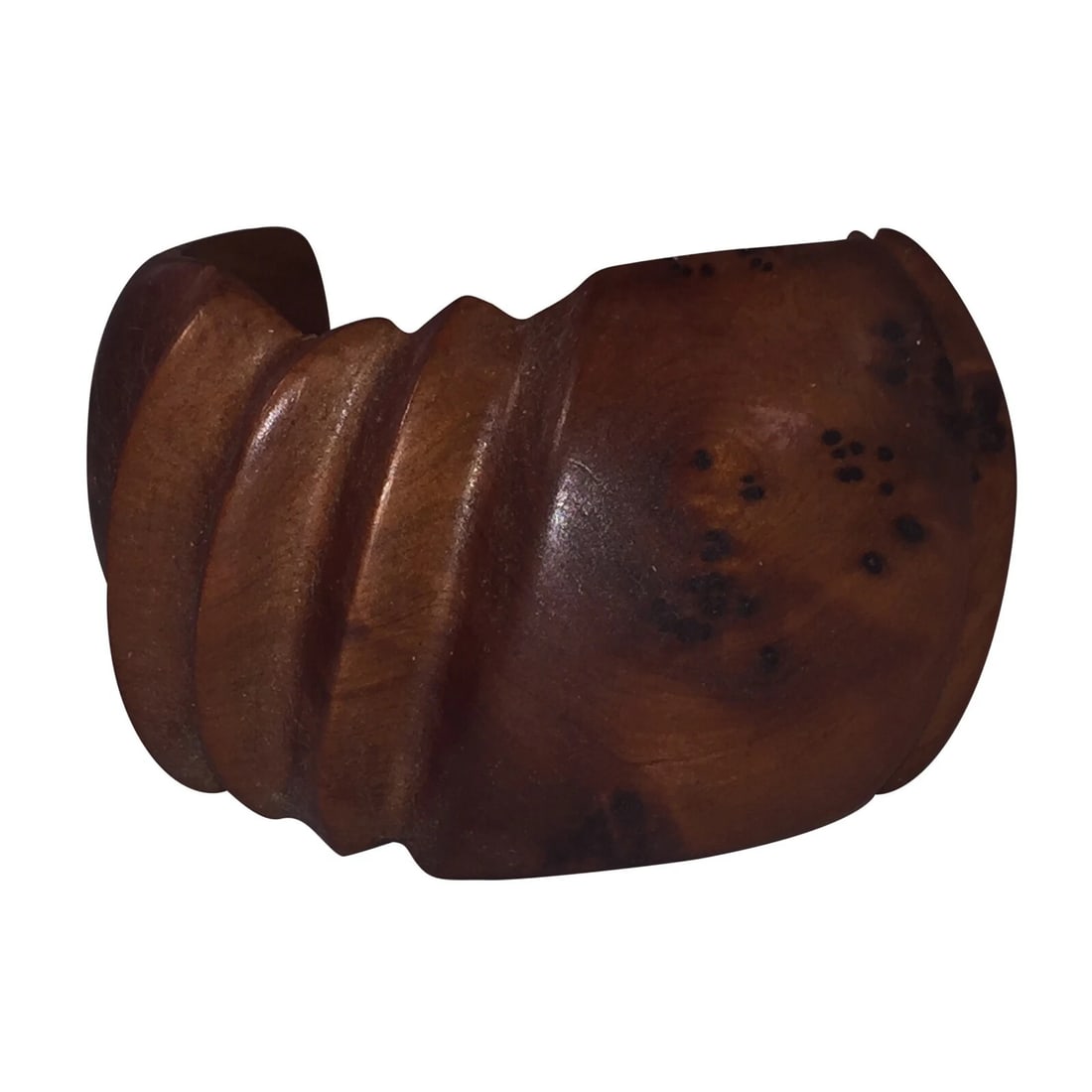 Massive Burl Wood Carved Cuff Bracelet - 2