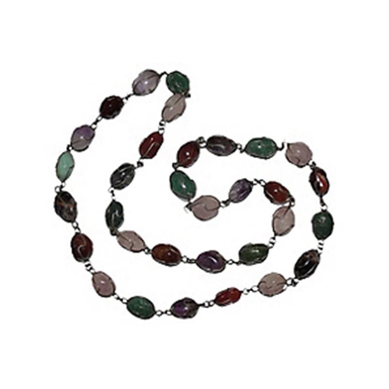 Gemstone Wire Wrap Flapper Necklace - 4