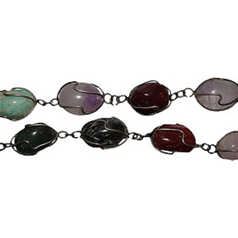 Gemstone Wire Wrap Flapper Necklace - 5