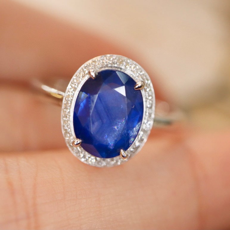 14K GOLD 2.64 CTW NATURAL SAPPHIRE & DIAMOND RING - 2