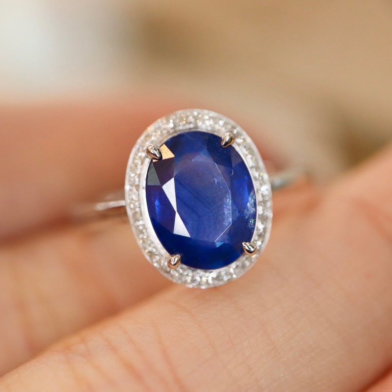 14K GOLD 2.64 CTW NATURAL SAPPHIRE & DIAMOND RING - 3