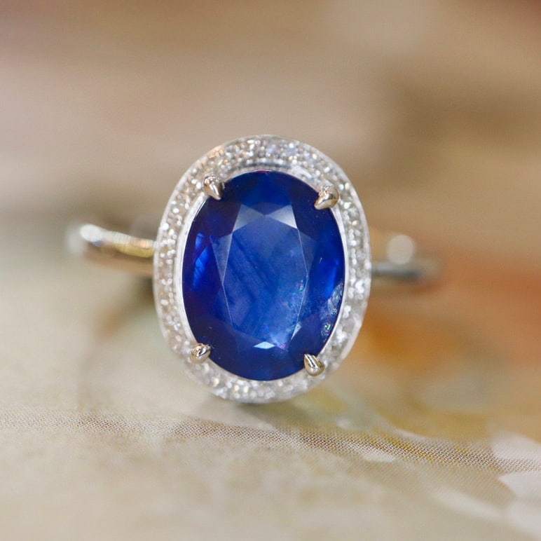 14K GOLD 2.64 CTW NATURAL SAPPHIRE & DIAMOND RING - 7