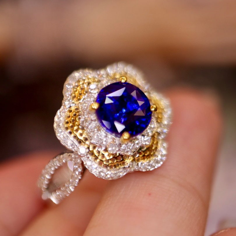 14K GOLD 2.31 CTW NATURAL SAPPHIRE & DIAMOND RING - 3