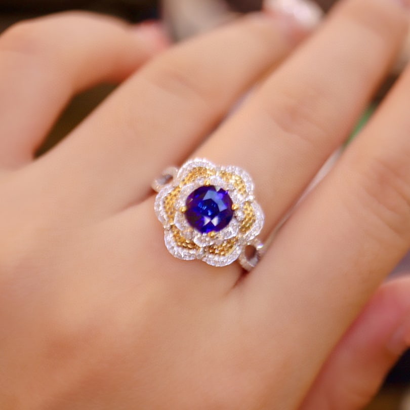 14K GOLD 2.31 CTW NATURAL SAPPHIRE & DIAMOND RING - 7