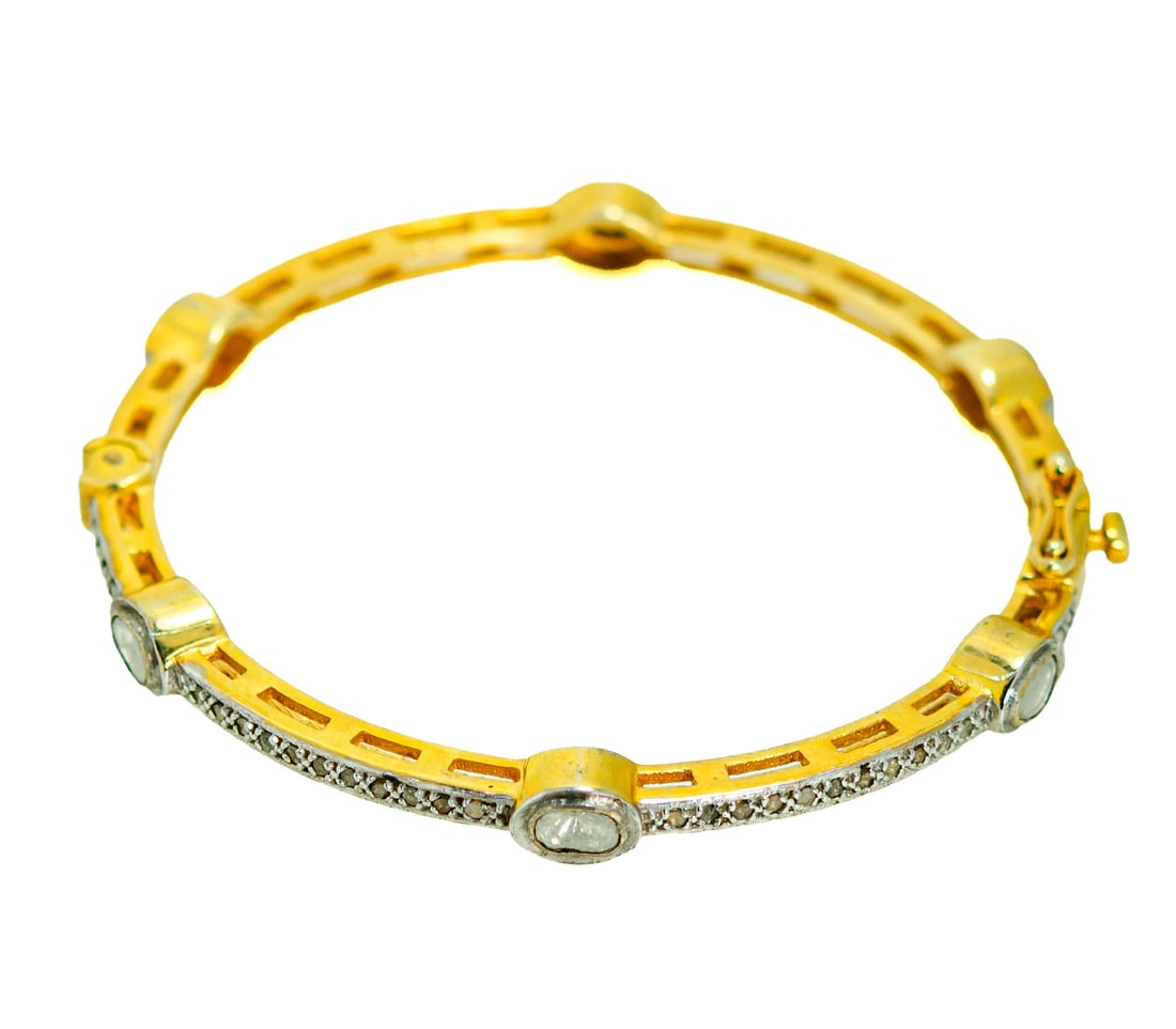 18K Gold-Plated 925 Silver Bracelet with Sapphire - 2