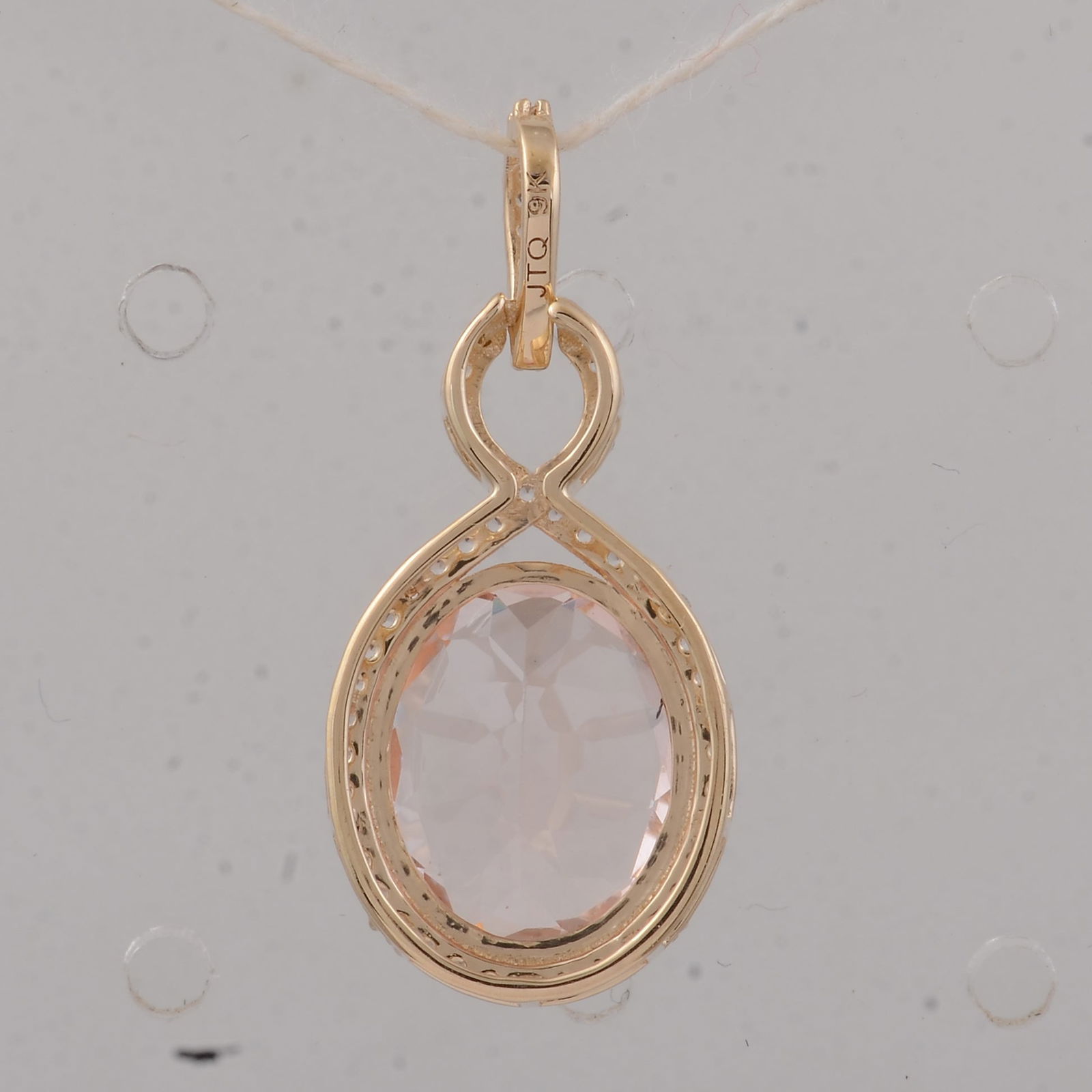 3.56 Ct Oval Morganite 9K Gold Pendant - 2