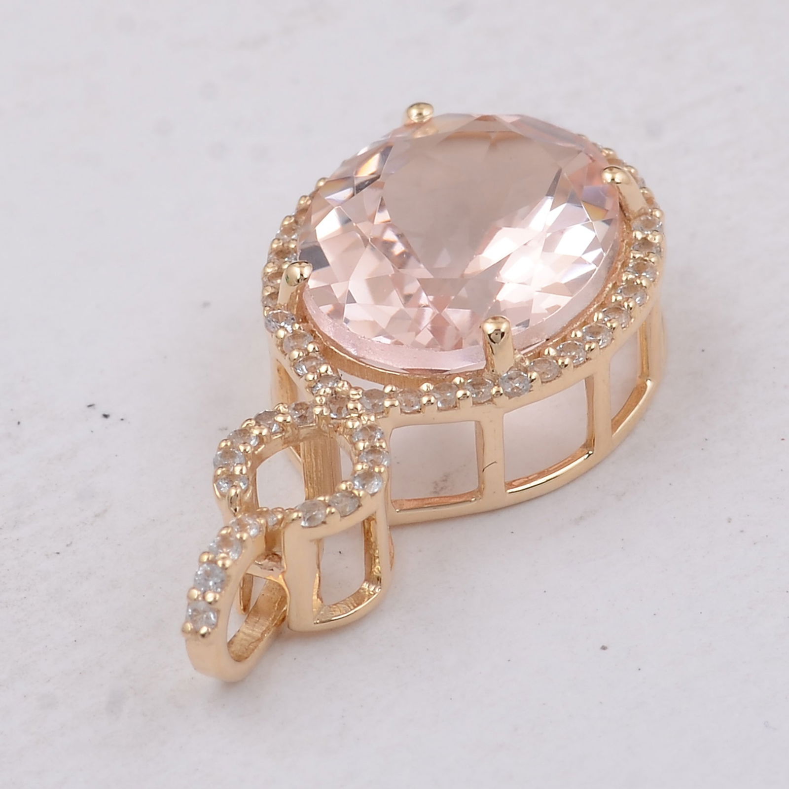 3.56 Ct Oval Morganite 9K Gold Pendant - 3