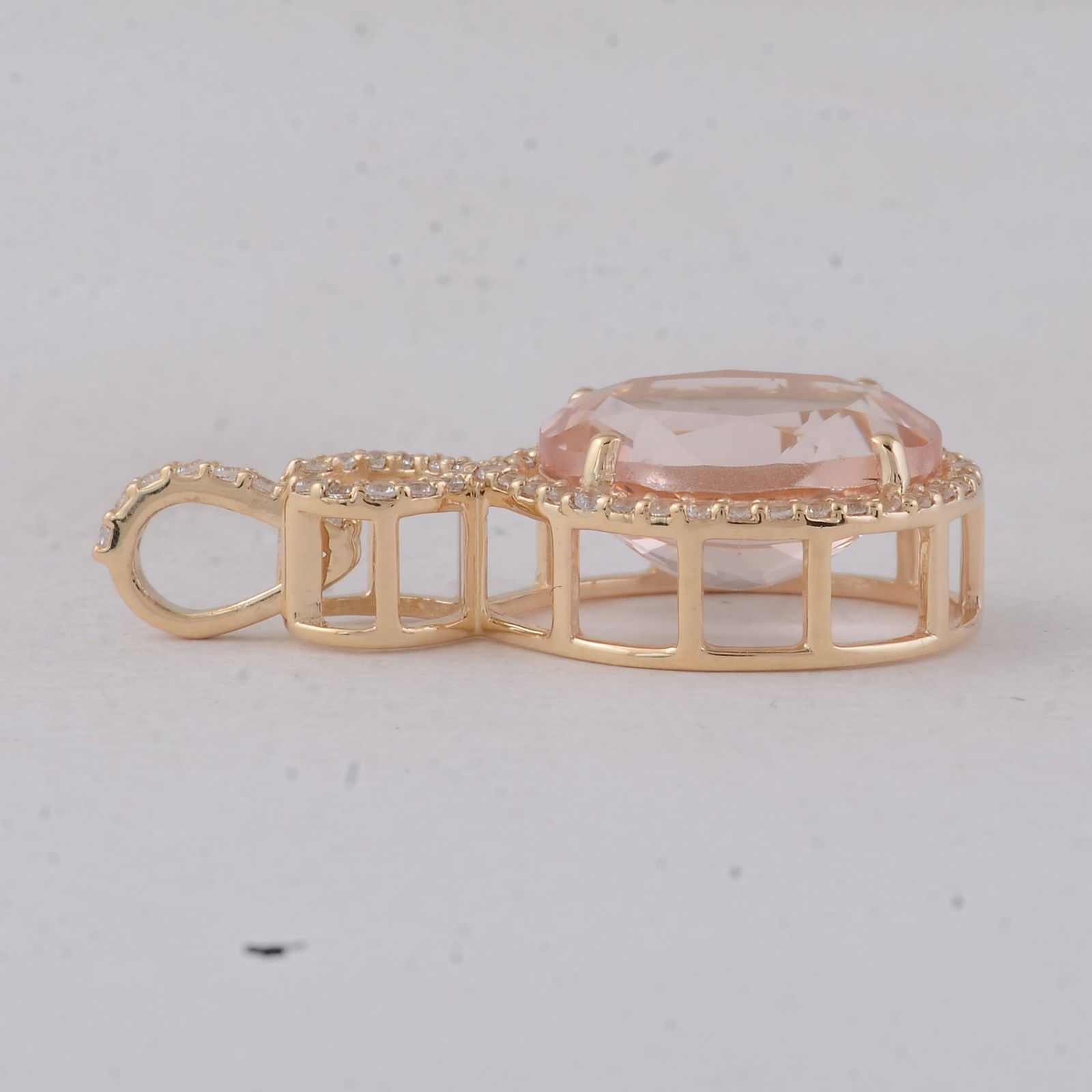 3.56 Ct Oval Morganite 9K Gold Pendant - 4