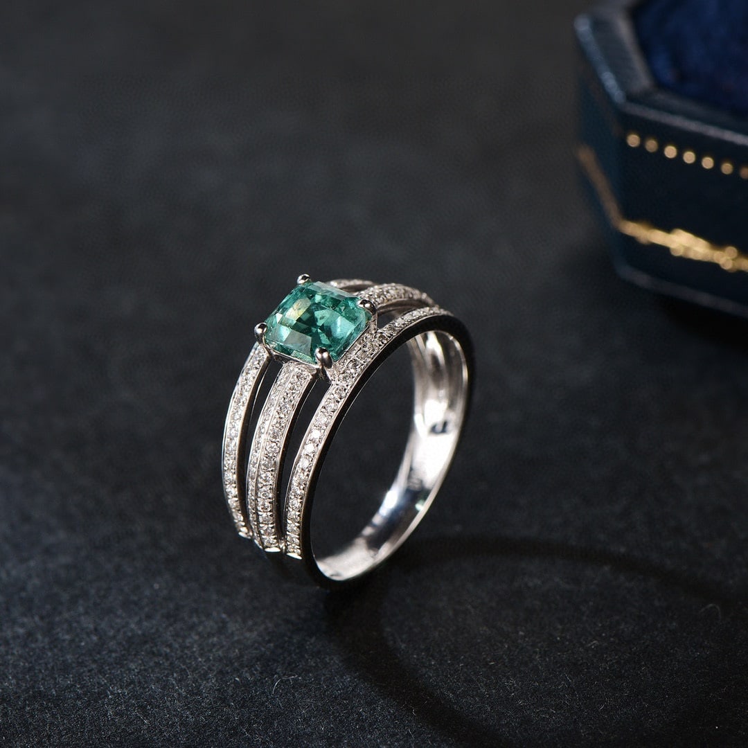 14K GOLD 1.18 CTW NATURAL EMERALD & DIAMOND RING - 2