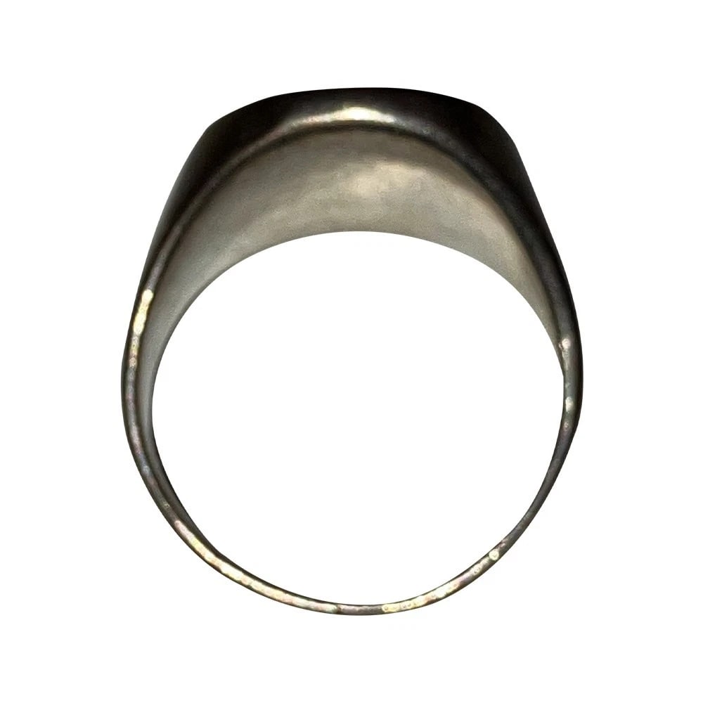 Hand Made Sterling Silver 14 KT Gold Diamond L Mens Initial Signet Ring - 5