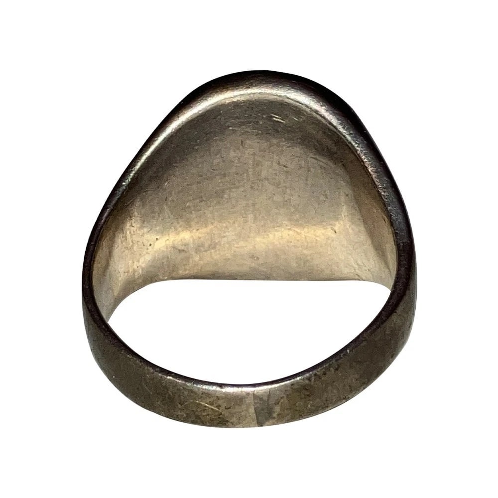 Hand Made Sterling Silver 14 KT Gold Diamond L Mens Initial Signet Ring - 6