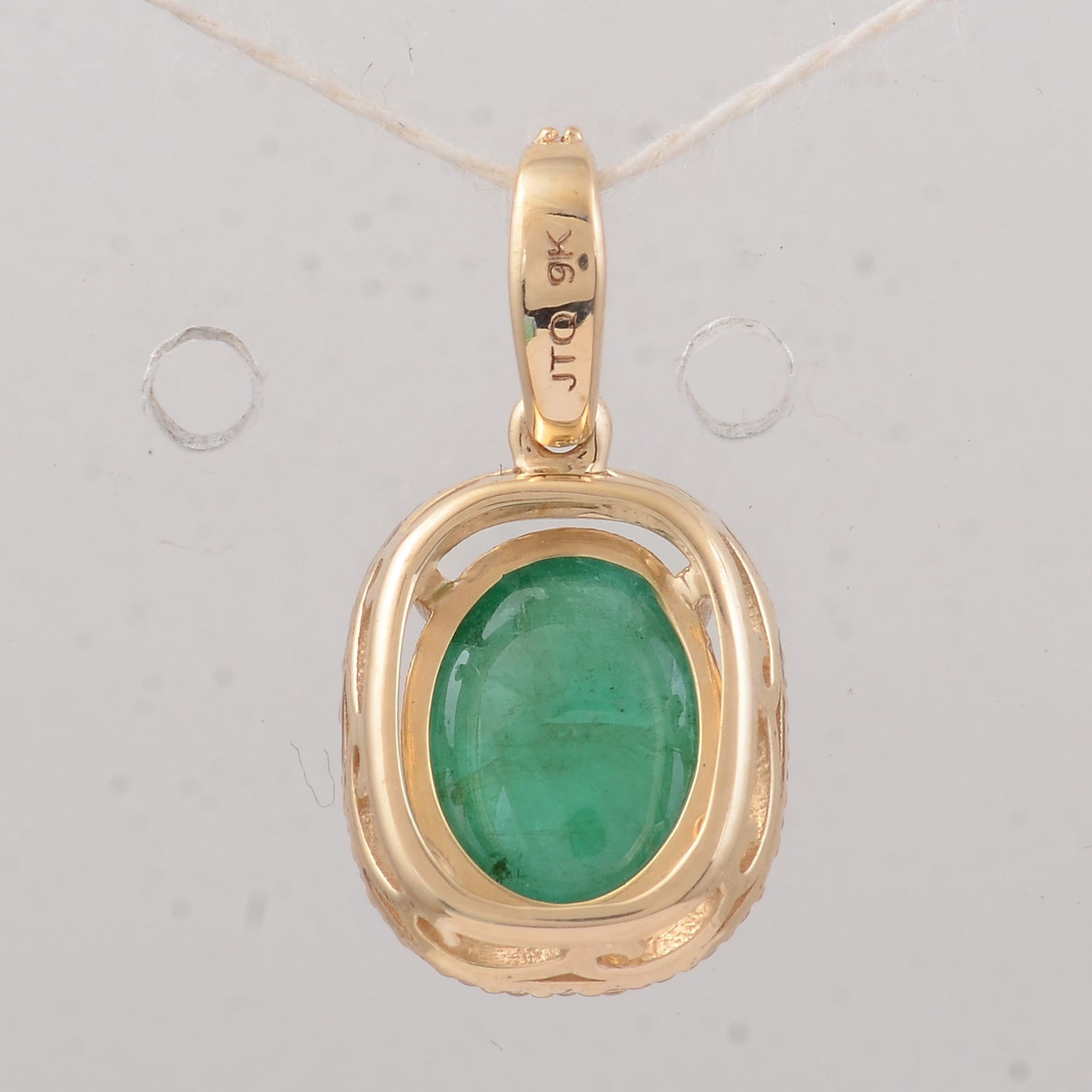 2.23 Ct Oval Emerald 9K Gold Pendant - 2