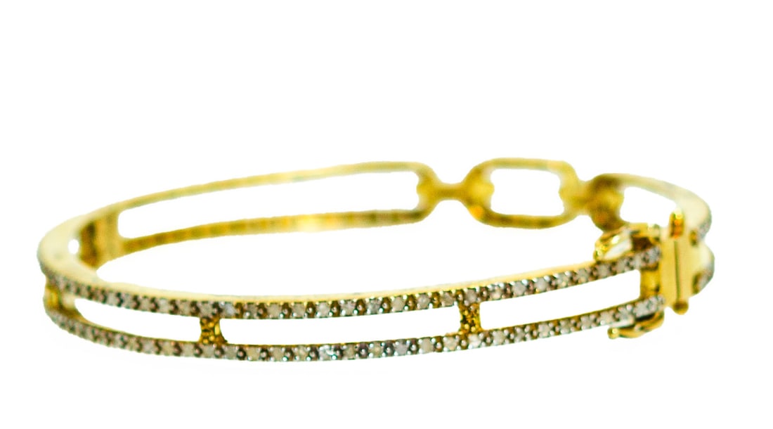 18K Gold-Plated 925 Silver Diamond Bracelet with Diamonds - 2