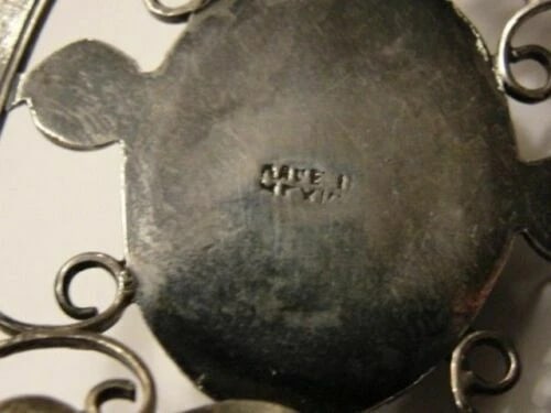 Mexican Sterling Silver Green Jade Cabochon Filigree Bracelet - 6