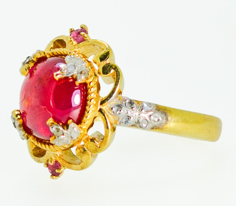 18K Gold-Plated 925 Silver Ruby Diamond Ring – Size 57 - 2