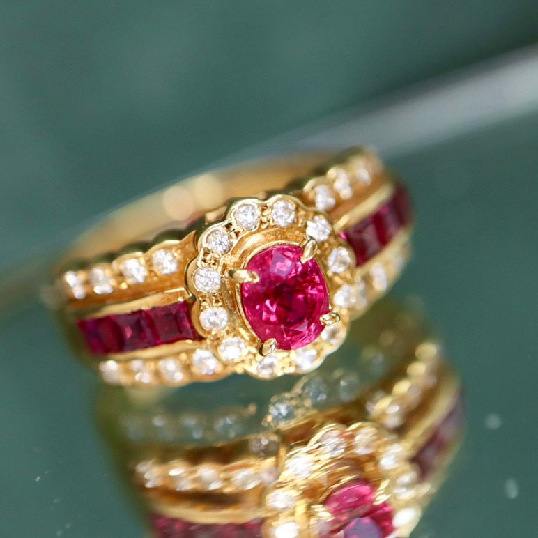 14K GOLD 0.94 CTW NATURAL RUBY & DIAMOND RING - 7