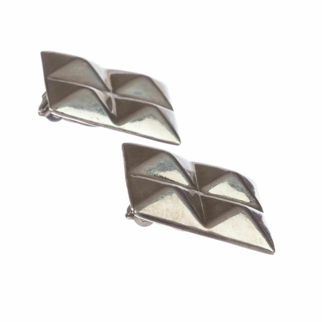 Sterling Silver Square Spike Punk Earrings - 3