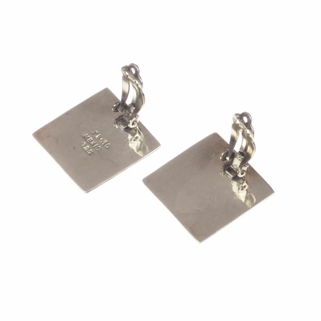 Sterling Silver Square Spike Punk Earrings - 4