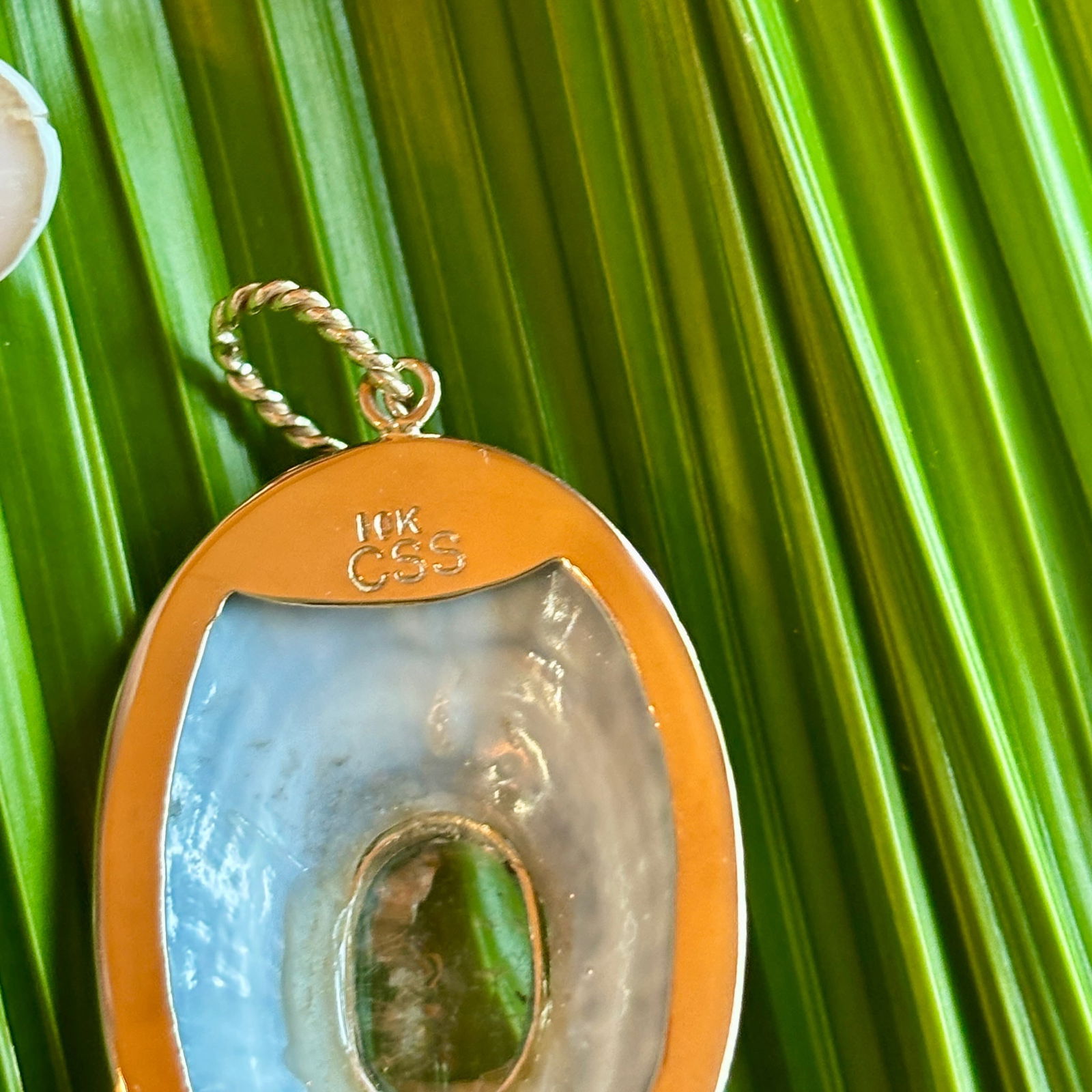 Blue Limpet Shell Pendant set with Alexandrite - 2