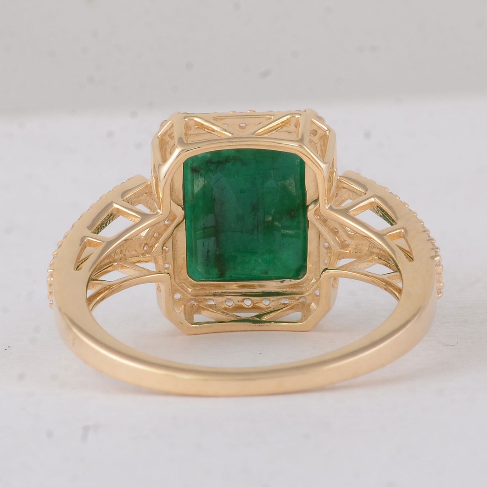 3.87 Ct Octagon Emerald 9K Gold Ring - 3