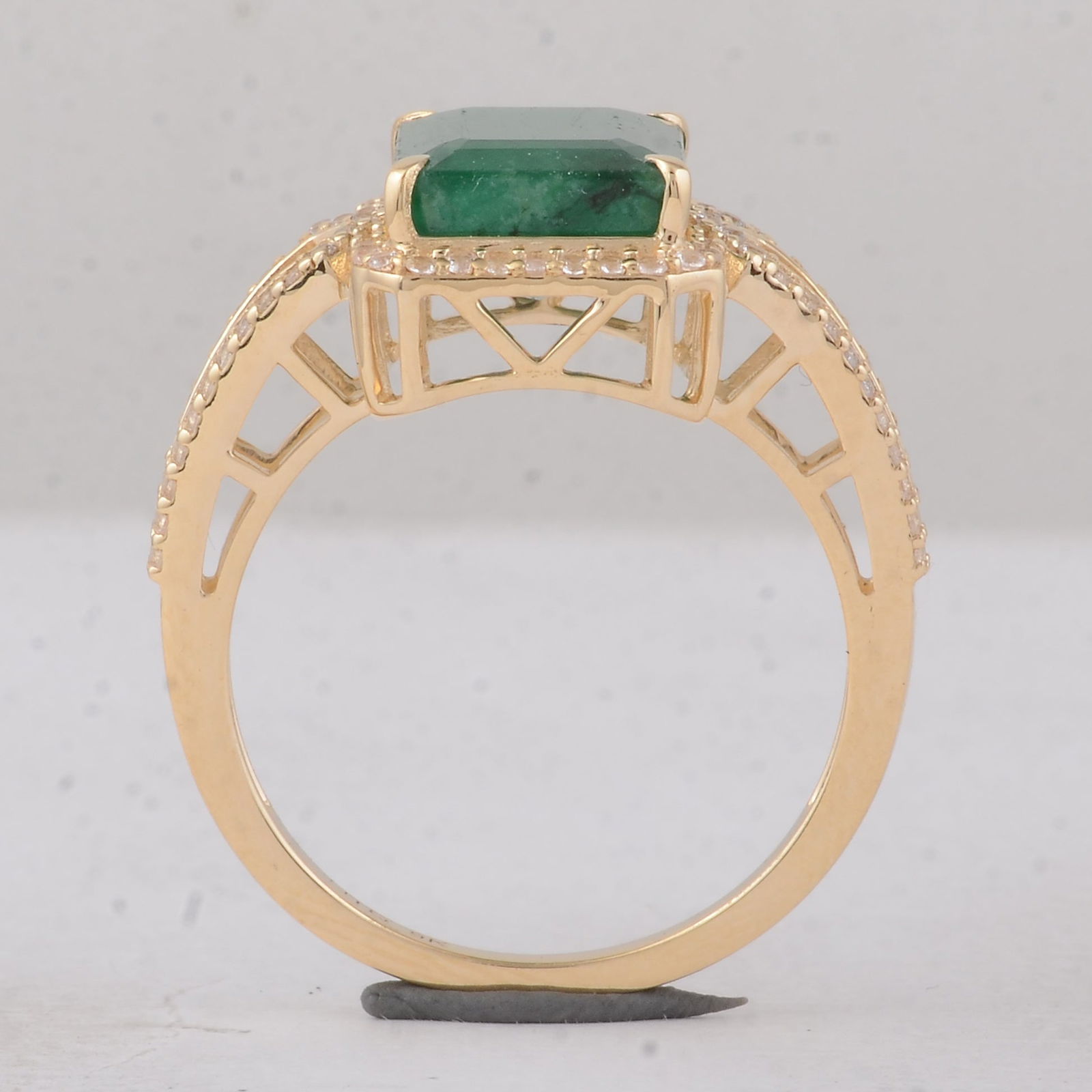 3.87 Ct Octagon Emerald 9K Gold Ring - 4