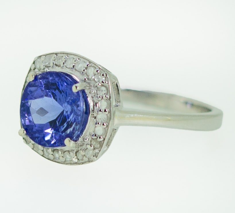 18K Gold-Plated 925 Silver Tanzanite Diamond Ring – Size 54 - 2