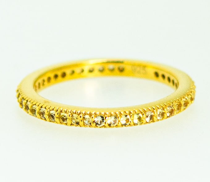 18K Gold-Plated 925 Silver Tanzanite Diamond Ring – Size 54 - 3