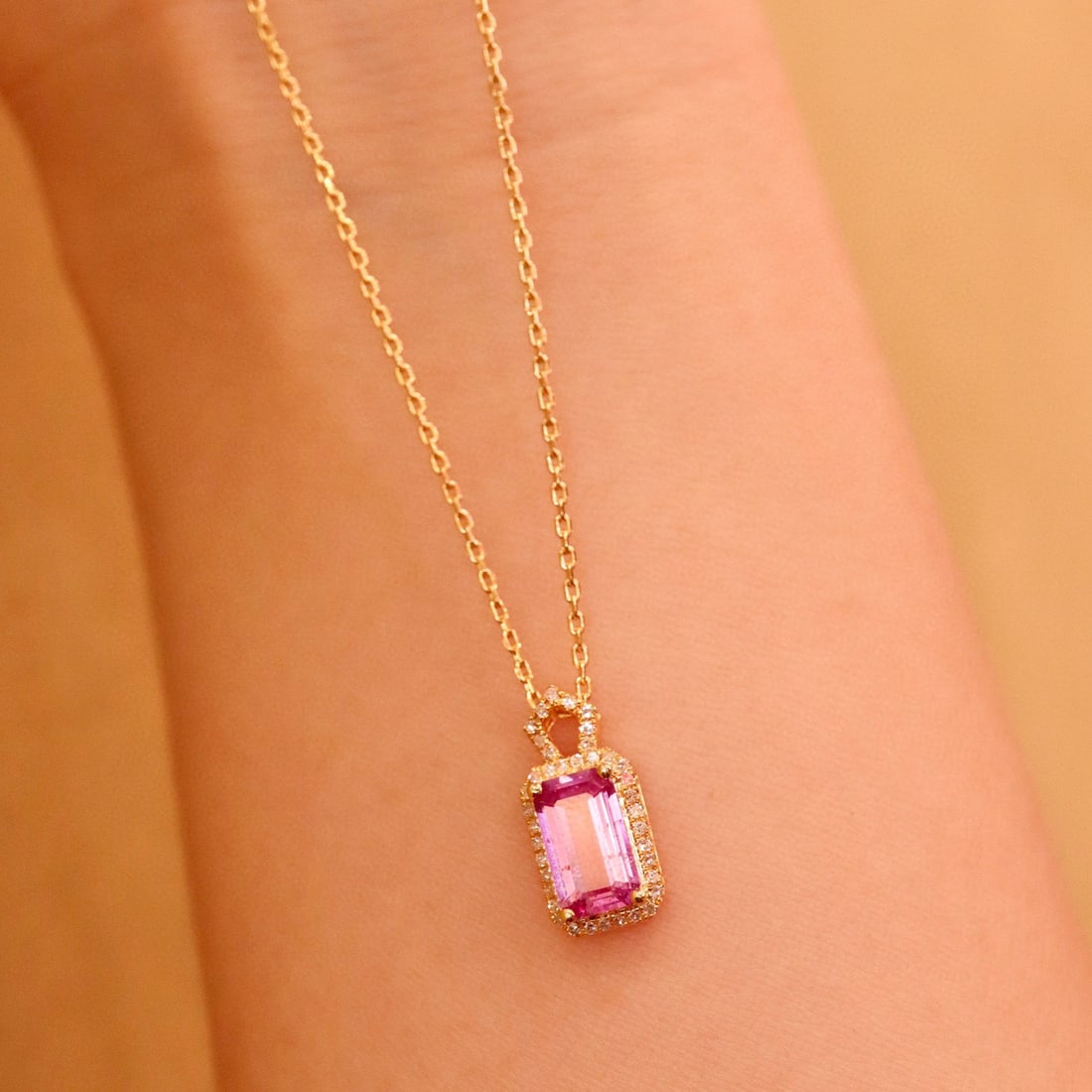 14K GOLD 1.21 CTW NATURAL SAPPHIRE & DIAMOND PENDANT - 2